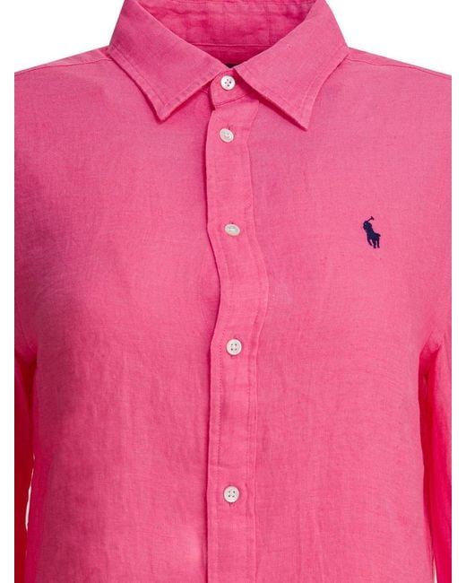 Polo Ralph Lauren Pink Classic-Fit Linen Shirt