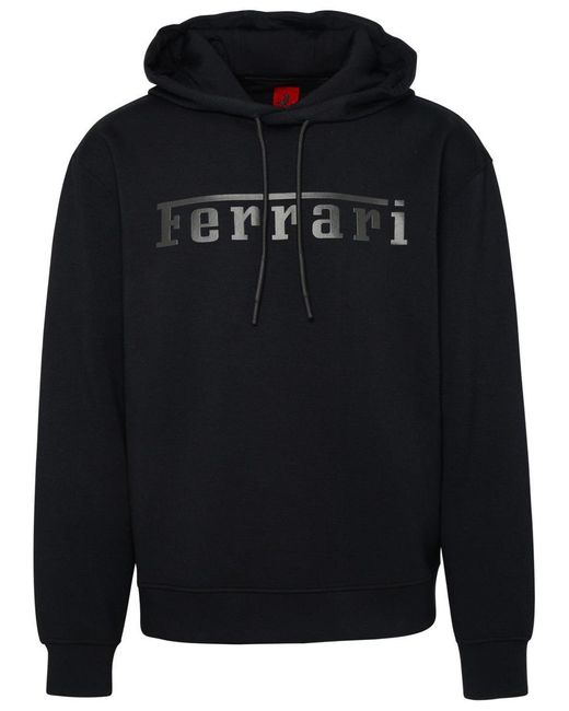 Ferrari Blue Black Viscose Hoodie for men