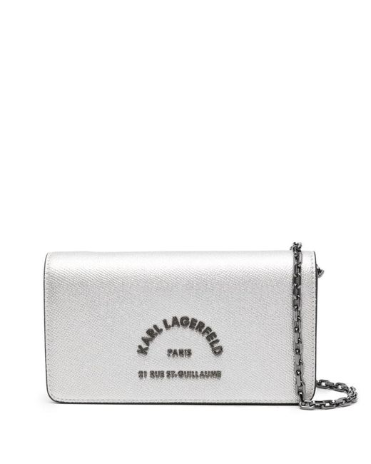 Karl Lagerfeld White Rsg Logo-embossed Metallic Crossbody Bag