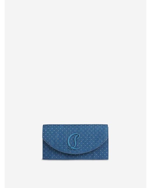 Christian Louboutin Blue Denim Rhinestone Clutch