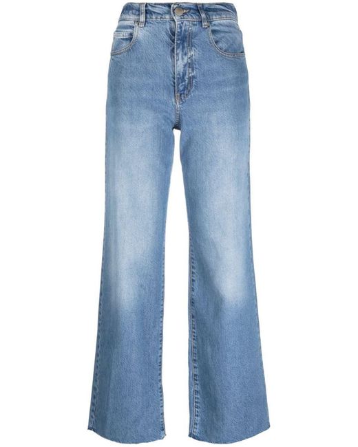 Pinko Faded-effect Wide-leg Jeans in Blue | Lyst