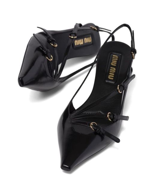 Miu Miu Leather Bow Stiletto Ballerina Pumps - Bergdorf Goodman