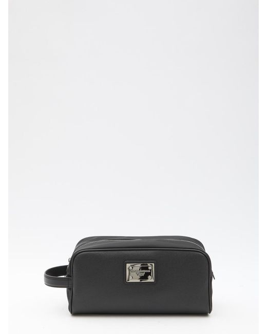 Dolce & Gabbana Black Calfskin And Nylon Toiletry Bag for men