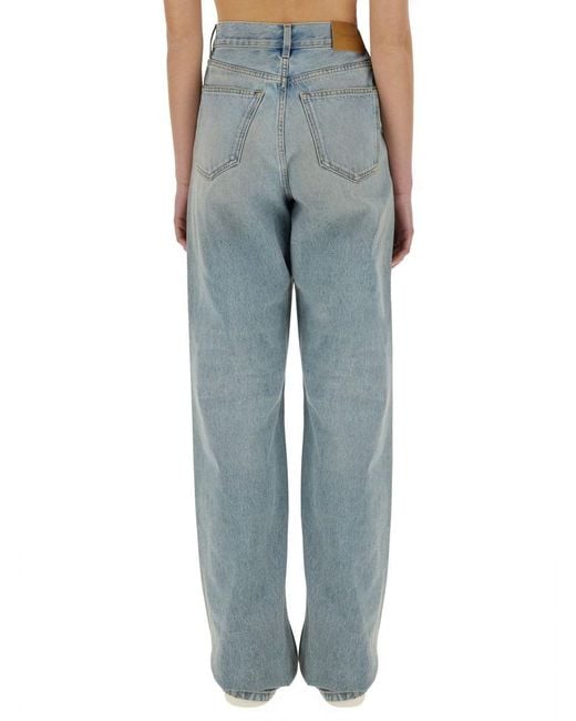 Saint Laurent Blue Baggy Long V-waist Jeans