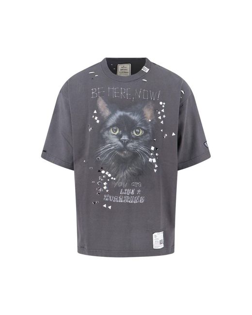 Maison Mihara Yasuhiro Gray Cat Studs T-Shirt for men