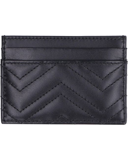 Gucci Gray Gg Marmont Leather Card Holder