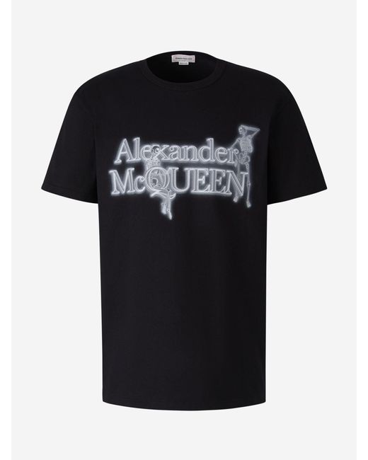Alexander McQueen Black Printed Graphic T-shirt for men