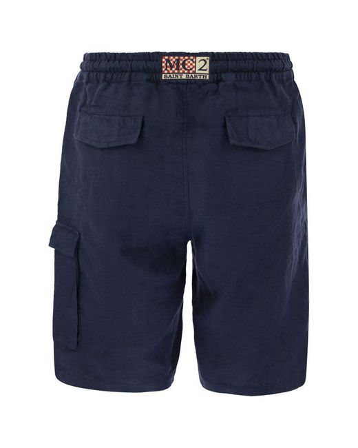 Mc2 Saint Barth Blue Marseille - Linen Bermuda Shorts for men