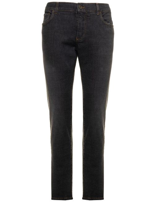 Dolce & Gabbana Gray Charcoal Slim-fit Jeans In Denim Man for men