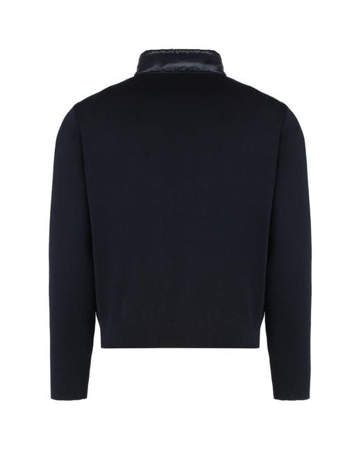 Moncler Blue Cardigan With Padded Front Panel for men