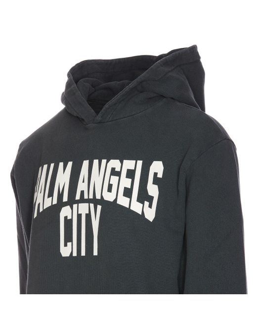 Palm Angels Blue Sweatshirt With Logo for men