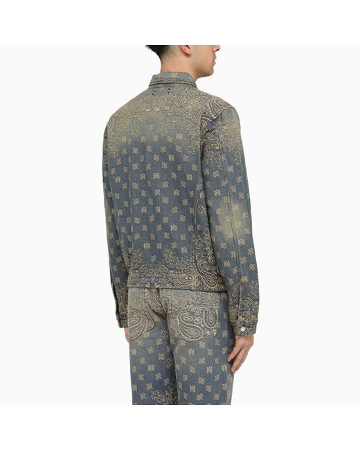 Amiri Gray Denim Bandana Pattern Jacket for men