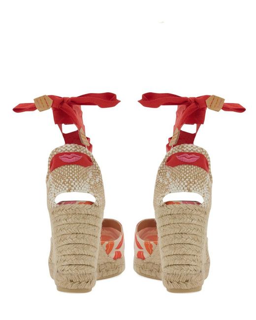 Castaner Red Clear Espadrille With Print