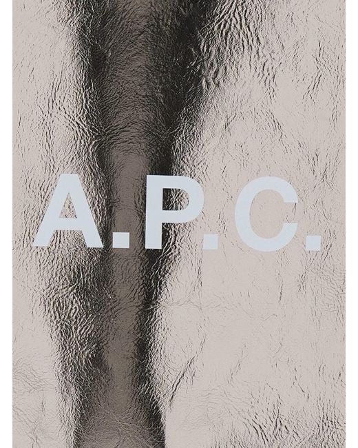 A.P.C. Natural 'Ninon' Metallic Tote Bag With Logo Print