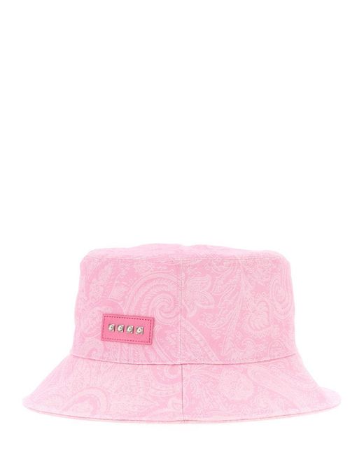 Etro Pink Bucket Hat Liquid Paisley