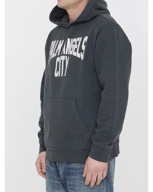 Palm Angels Gray Pa City Hoodie for men