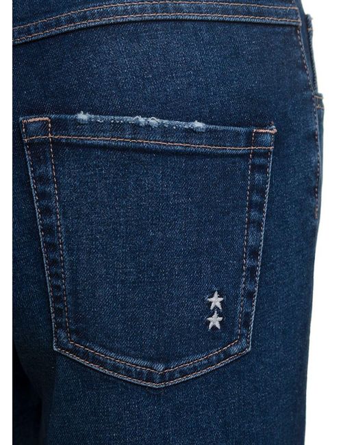 ICON DENIM 'pam' Blue Five-pockets Flared Jeans In Cotton Blend Denim Woman