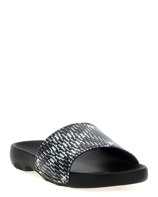 Burberry White 'Dive Check' Sandals for men
