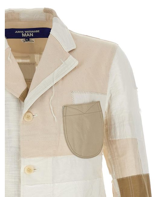 Junya Watanabe White Deconstructed Patchwork Blazer for men