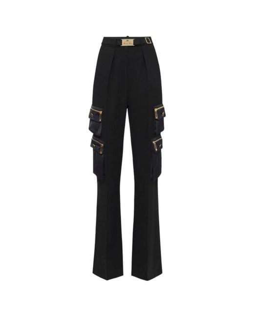 Elisabetta Franchi Trousers in Black | Lyst