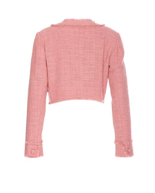 Dolce & Gabbana Pink Crop Jacket With Logoed Buttons