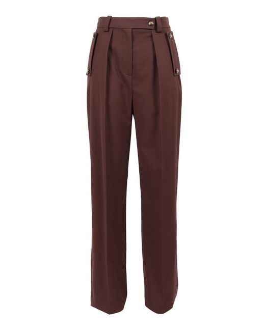 Elisabetta Franchi Purple Tailored Trousers With High Waist And Decorative Pockets