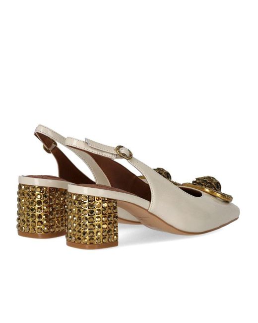 Kurt Geiger Metallic Chelsea Block Bone Slingback Pumps