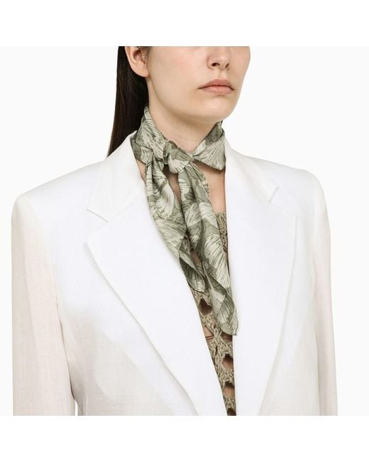 Brunello Cucinelli Green Scarf With Floral Pattern