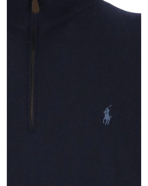Ralph Lauren Blue Sweater With Pony Logo for men
