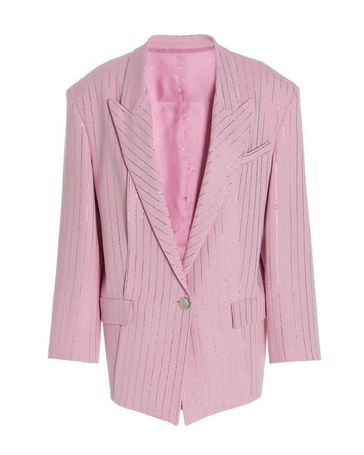 The Attico Pink Pinstripe Single-breasted Blazer