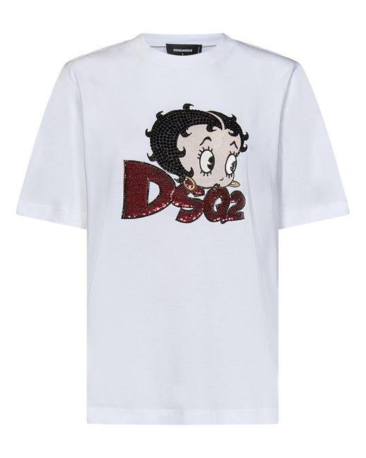 DSquared² White Betty Boop Easy Fit T-Shirt