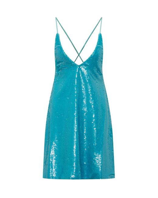 Ganni Blue Sequined Mini Dress