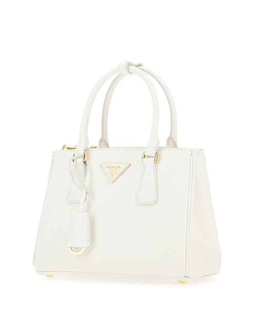 Prada White Medium Galleria Leather Tote Bag