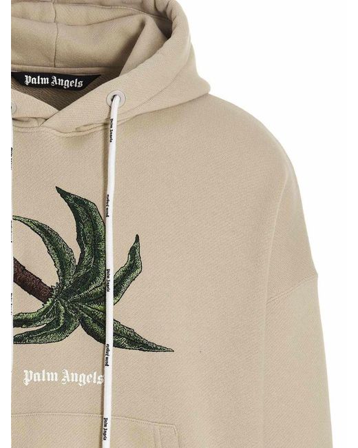 Palm Angels Natural Broken Palm Cotton Hoodie for men
