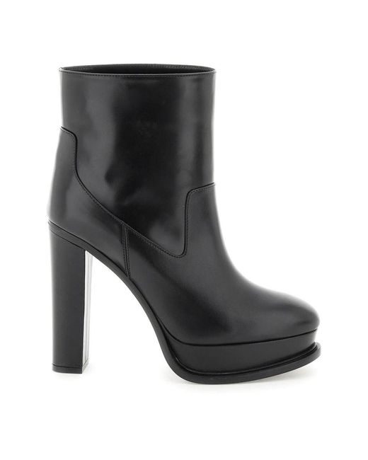 Alexander McQueen Leather Ankle Boots With Plateau in Black | Lyst