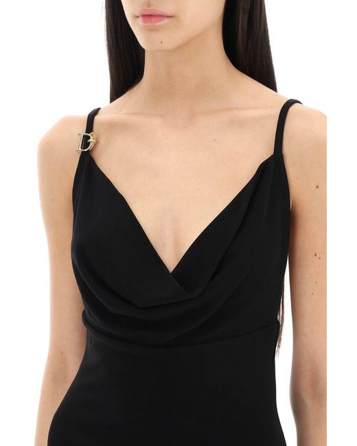 DSquared² Black Sleeveless Mini Dress With Draped Neckline