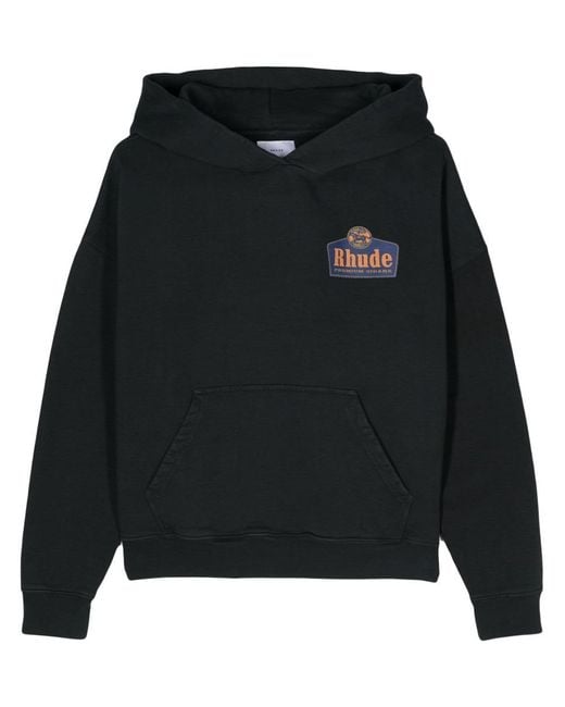 Rhude Black Men Grand Cru Hoodie for men