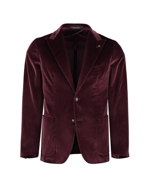 Tagliatore Purple Single-breasted Velvet Jacket for men