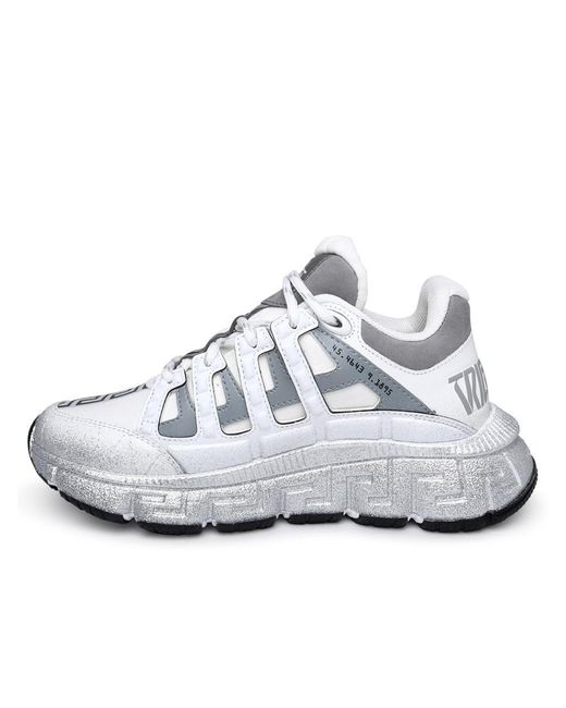 Versace Trigreca Sneakers In White Leather Blend