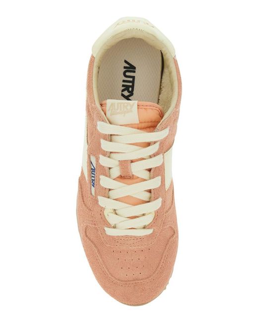 Autry Pink 'Windspin Low' Sneaker With Logo On The Side And On The Heel