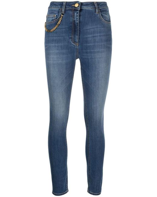 Elisabetta Franchi Blue Mid-rise Skinny-cut Jeans