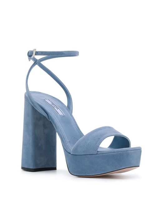 Prada Blue Chunky Heel 125mm Platform Sandals