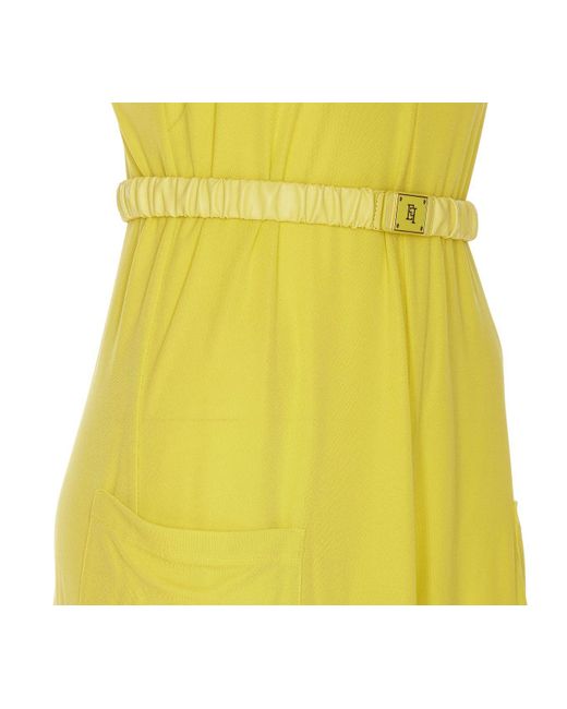 Elisabetta Franchi Yellow Cedar Belted Jumpsuit