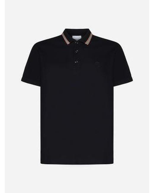 Burberry Black Pierson Cotton Polo Shirt for men