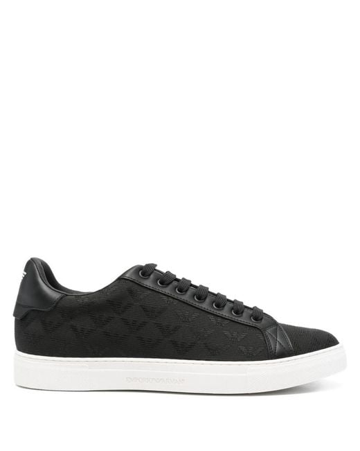 Emporio Armani Black Allover Logo Sneakers for men