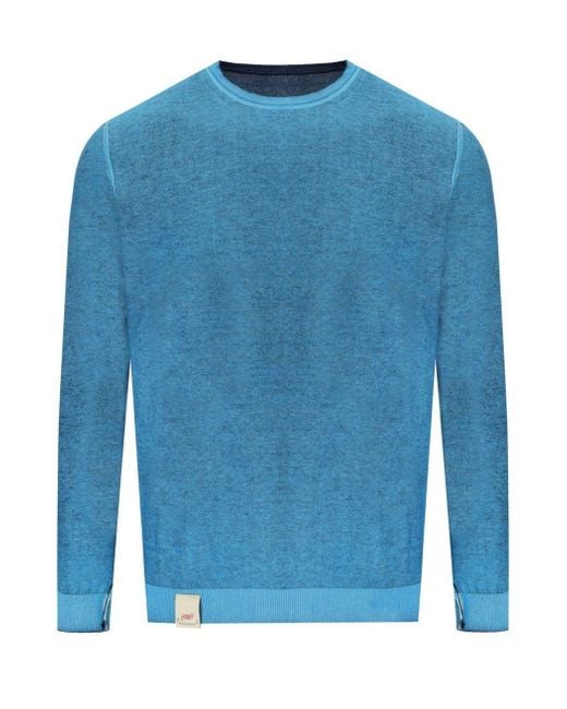 Bob Bart Blue Reversible Crewneck Pullover for men
