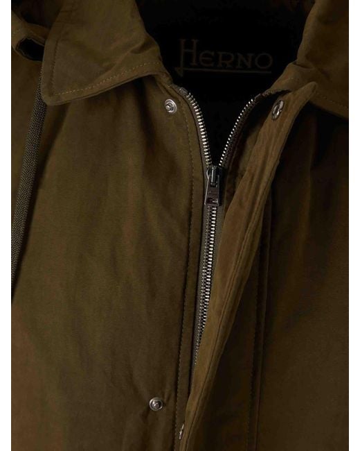 Herno Green Long Puffer Jacket for men