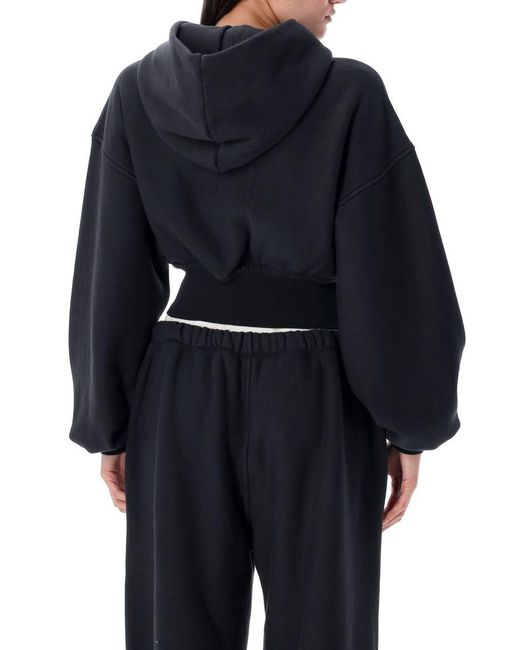 T By Alexander Wang Blue Cropped Zip-Up Hoodie