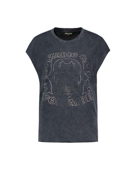 Zadig & Voltaire Blue Cloe Hc Skull Strass T-Shirt