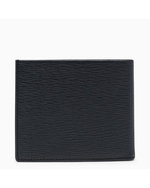 Ferragamo Black Blu Leather Wallet With Gancini Logo for men